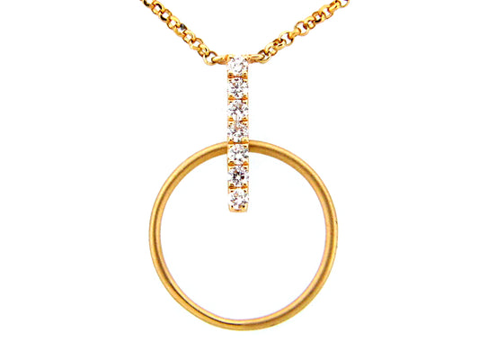 DIAMOND CIRCLE & BAR PENDANT NECKLACE