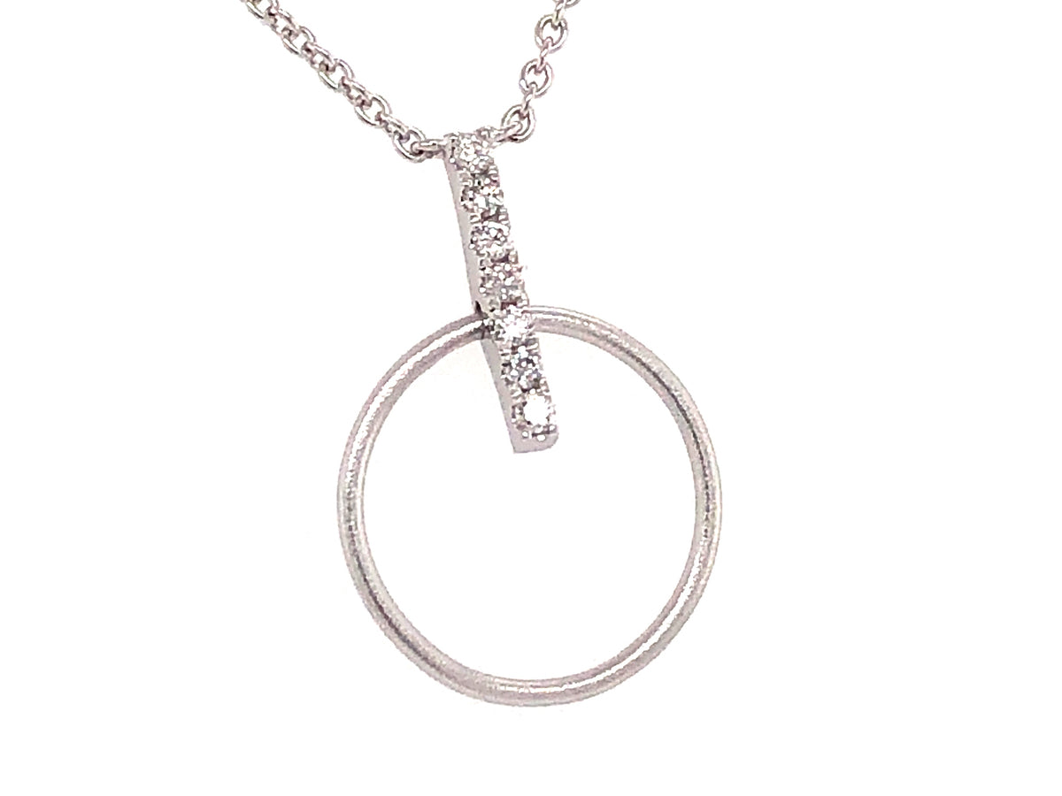 DIAMOND CIRCLE & BAR PENDANT NECKLACE