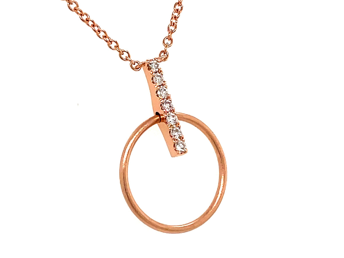 DIAMOND CIRCLE & BAR PENDANT NECKLACE