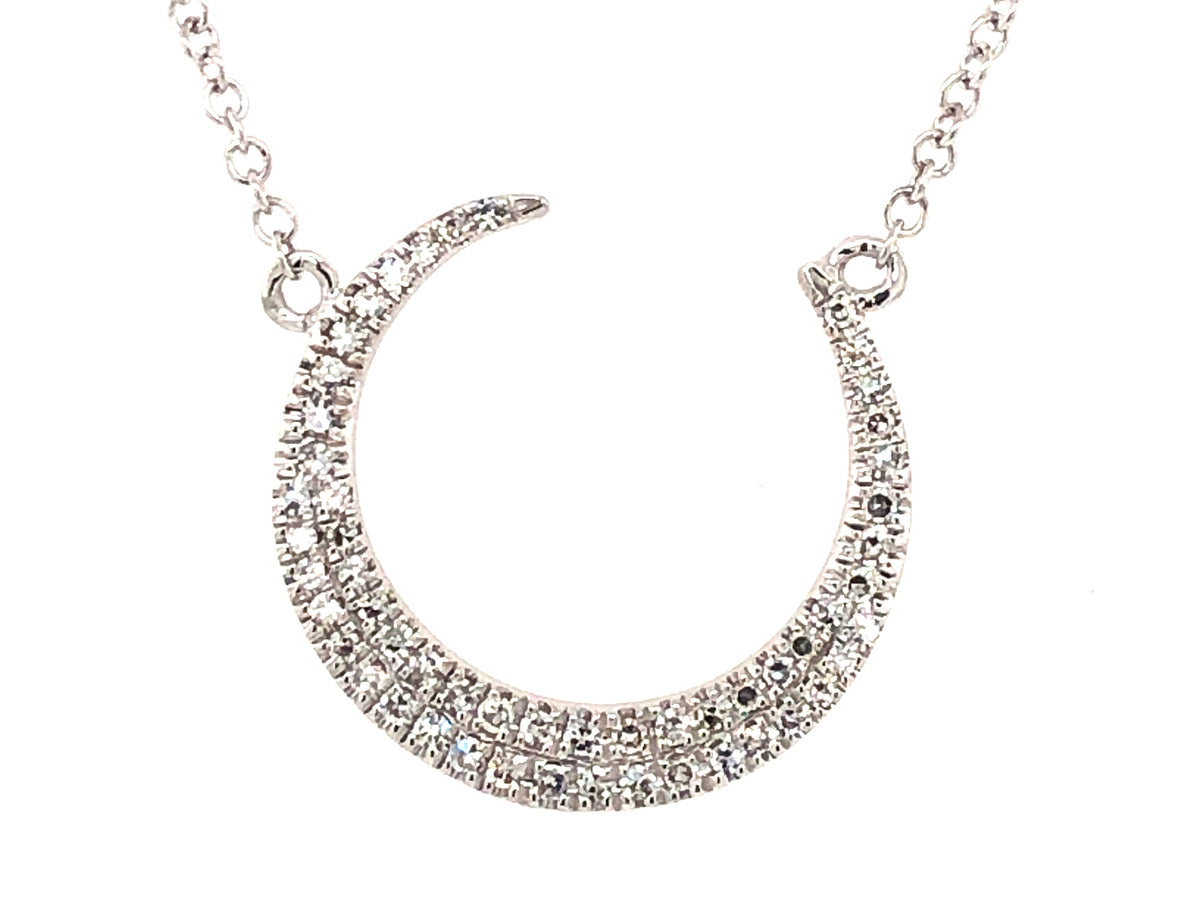 DIAMOND CRESCENT MOON PENDANT NECKLACE