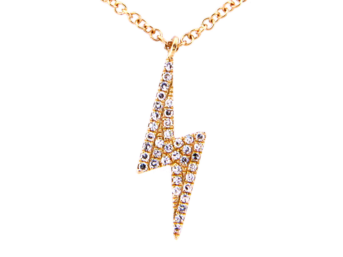 Diamond Lightning Pendant Necklace, 18" Bolo Chain, 14ky (N)