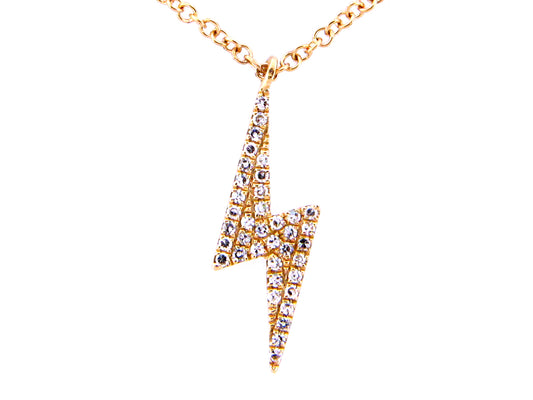 Diamond Lightning Pendant Necklace, 18" Bolo Chain, 14ky (N)