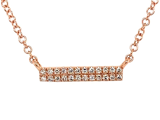 Diamond Bar Pendant Necklace, 12mm, 14kr (N)