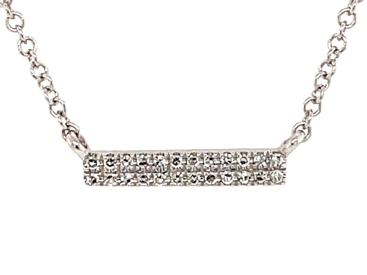 Diamond Bar Pendant Necklace, 12mm, 14kw (N)