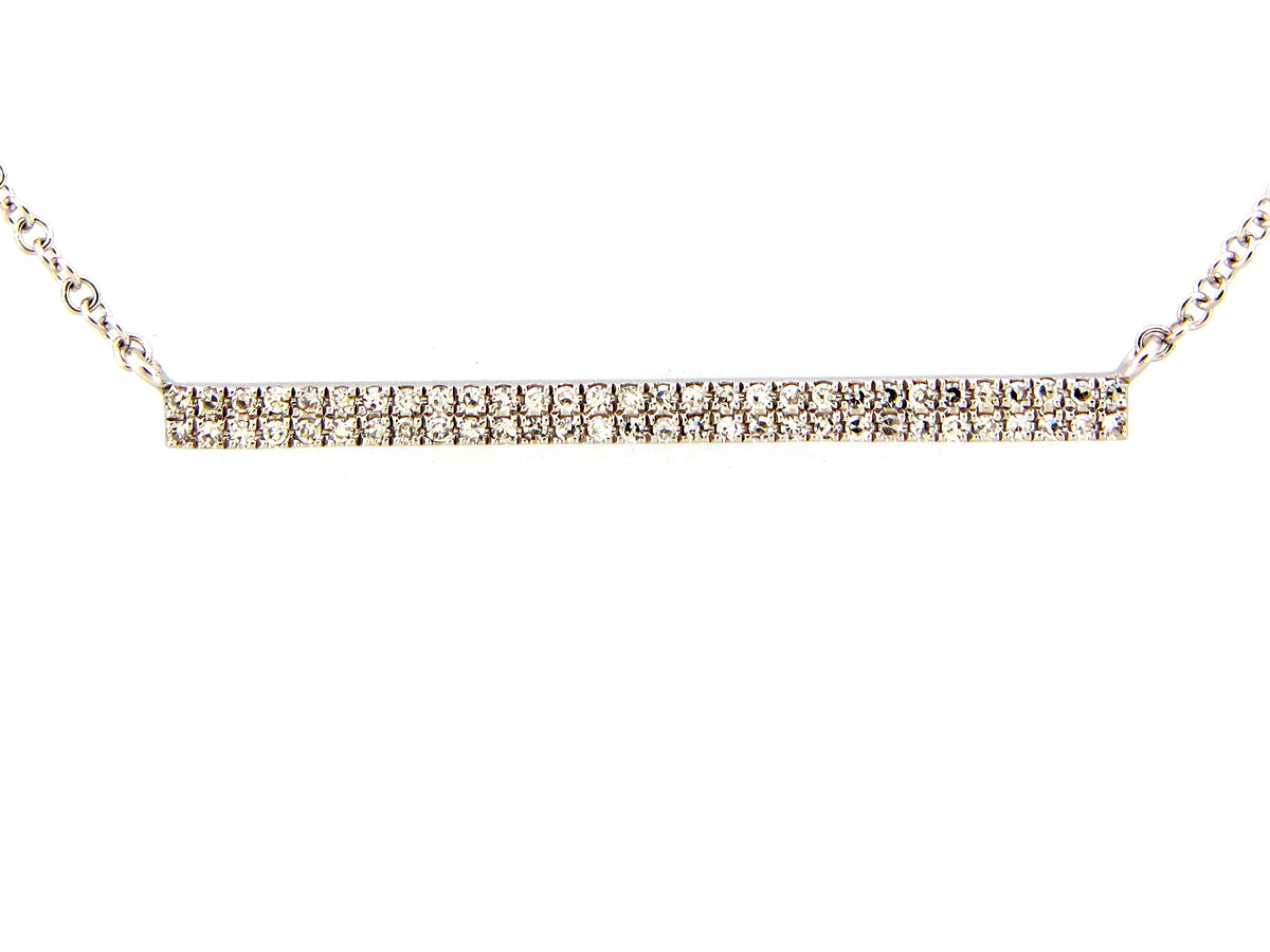 DIAMOND BAR PENDANT NECKLACE, 30MM, 14KW (N)