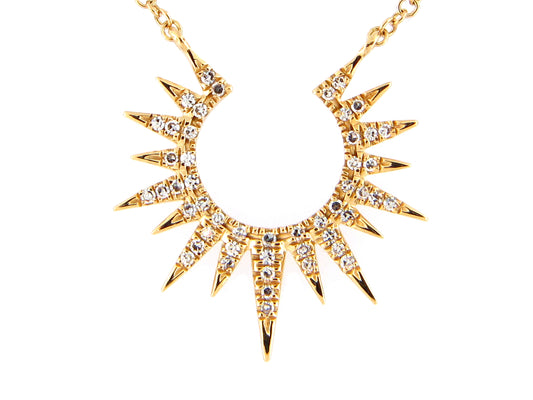 DIAMOND SUNBURST PENDANT NECKLACE, 18" BOLO CHAIN, 18KY (N)