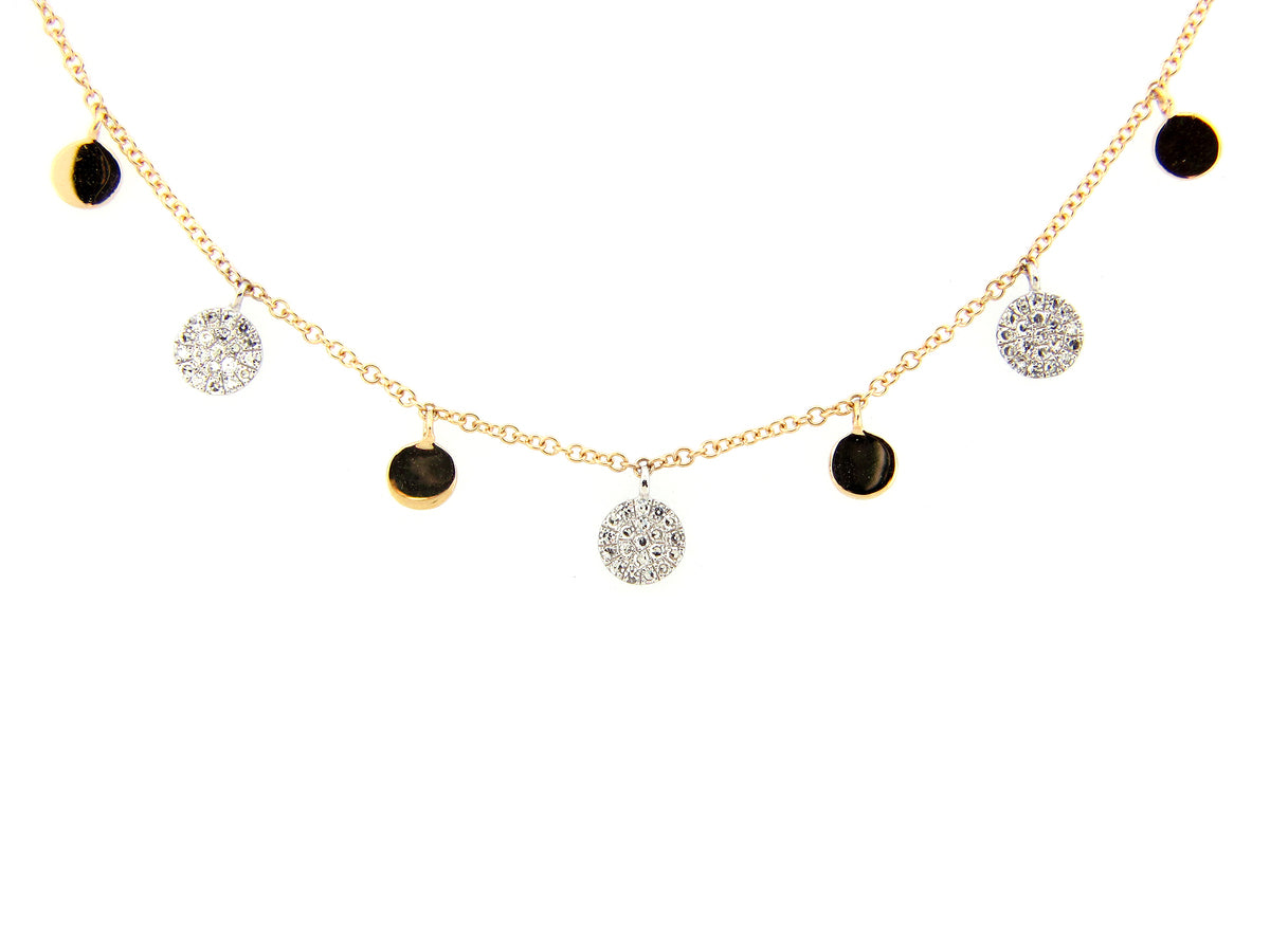 DIAMOND CHARM DISC PENDANT NECKLACE
