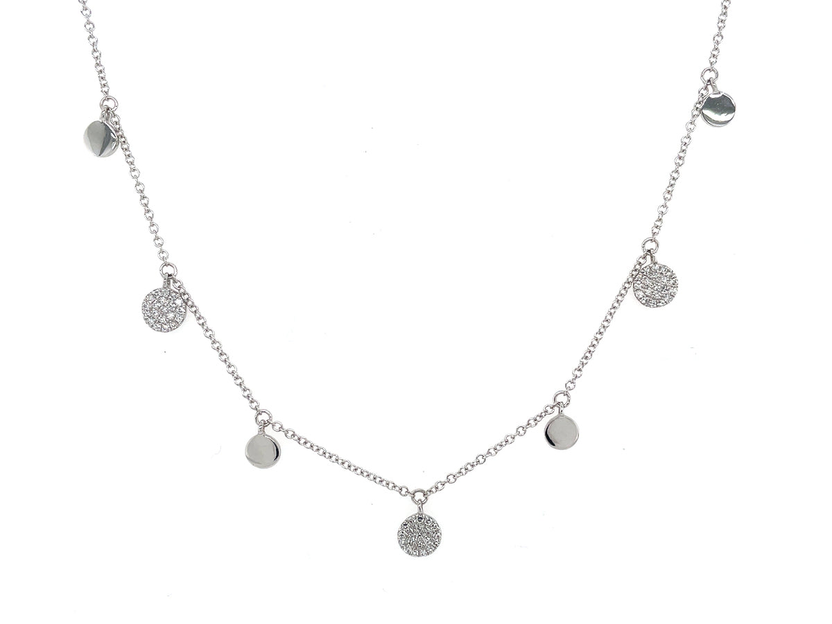 DIAMOND CHARM DISC PENDANT NECKLACE