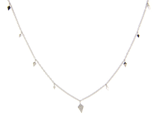 DIAMOND PENDANT KITE CHARM NECKLACE, 18" BOLO CHAIN, 14KW (N)