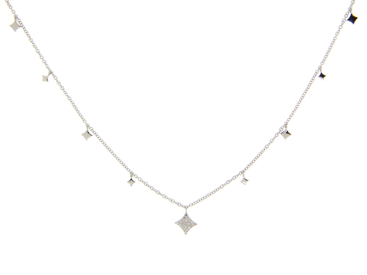 DIAMOND PENDANT 4 POINT STAR CHARM NECKLACE