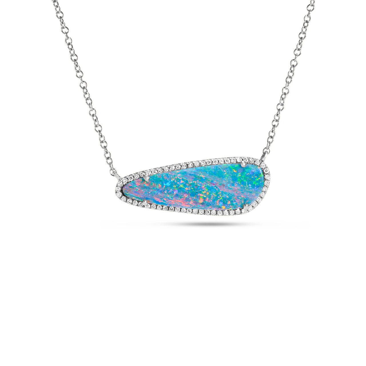 Opal & Diamond East-West Necklace