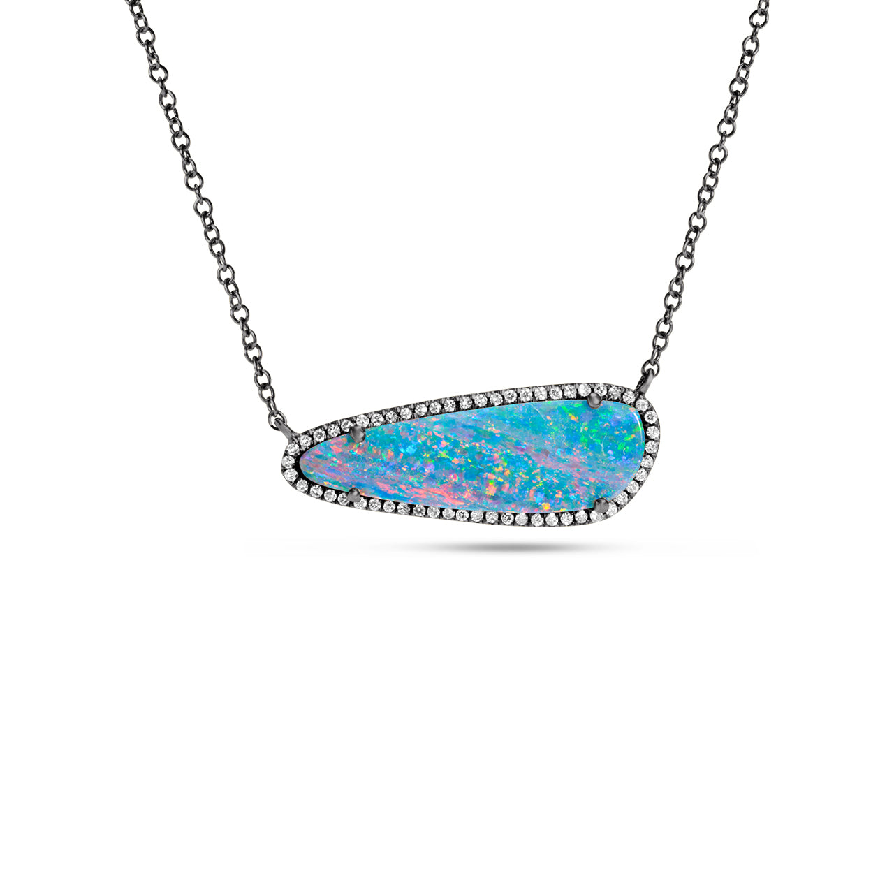 Opal & Diamond East-West Necklace