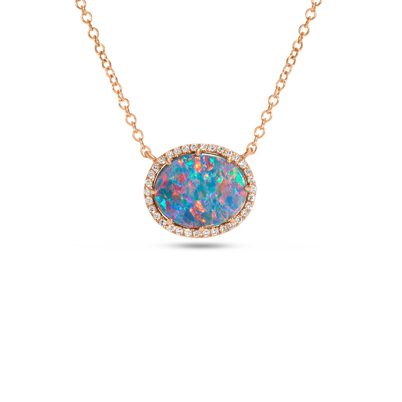 Opal & Diamond Oval Necklace