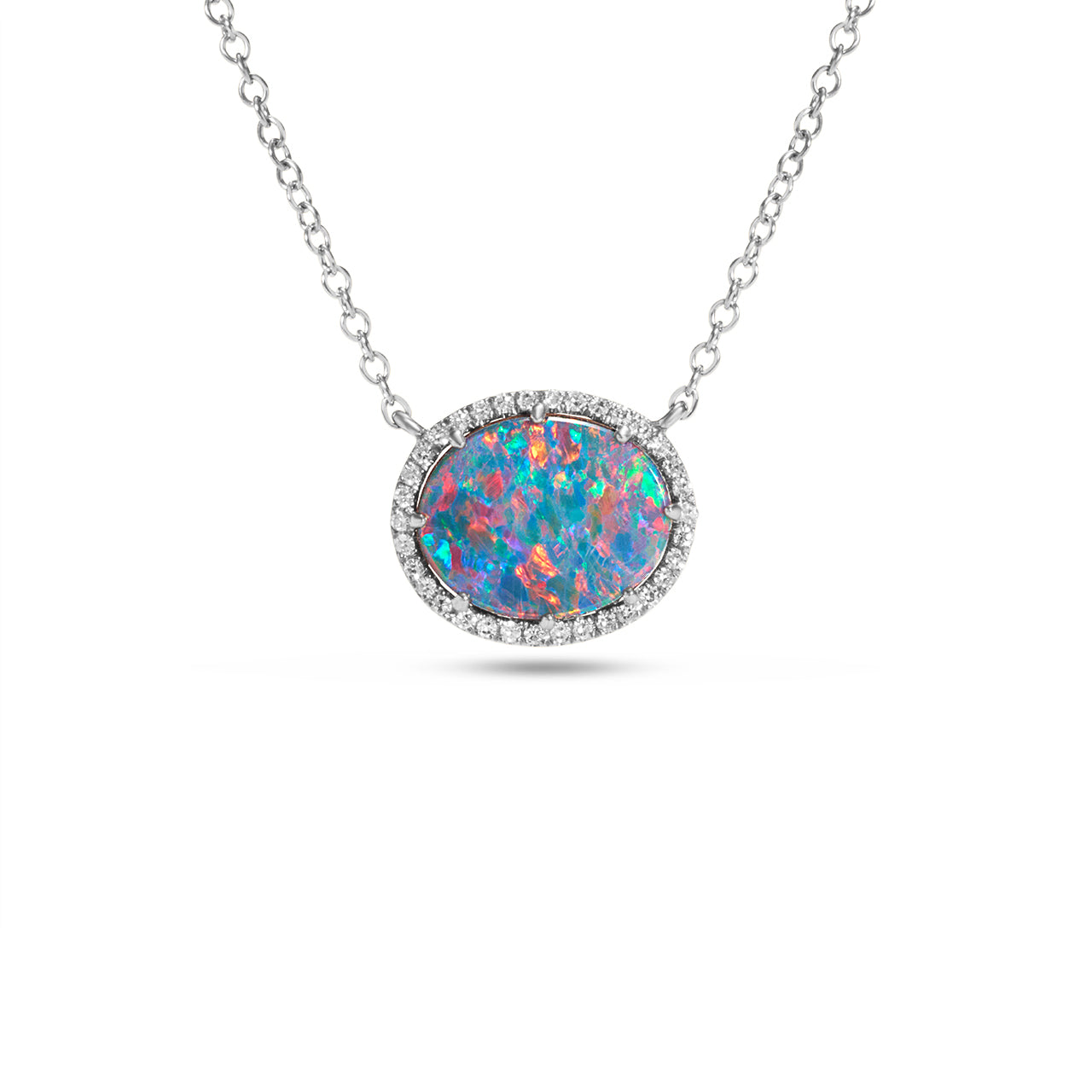 Opal & Diamond Oval Necklace