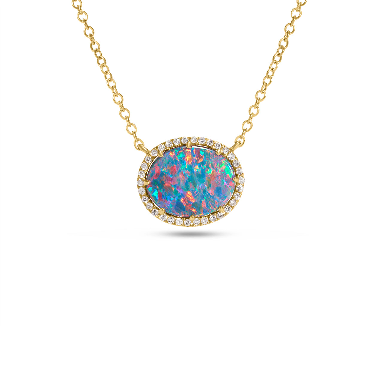 Opal & Diamond Oval Necklace