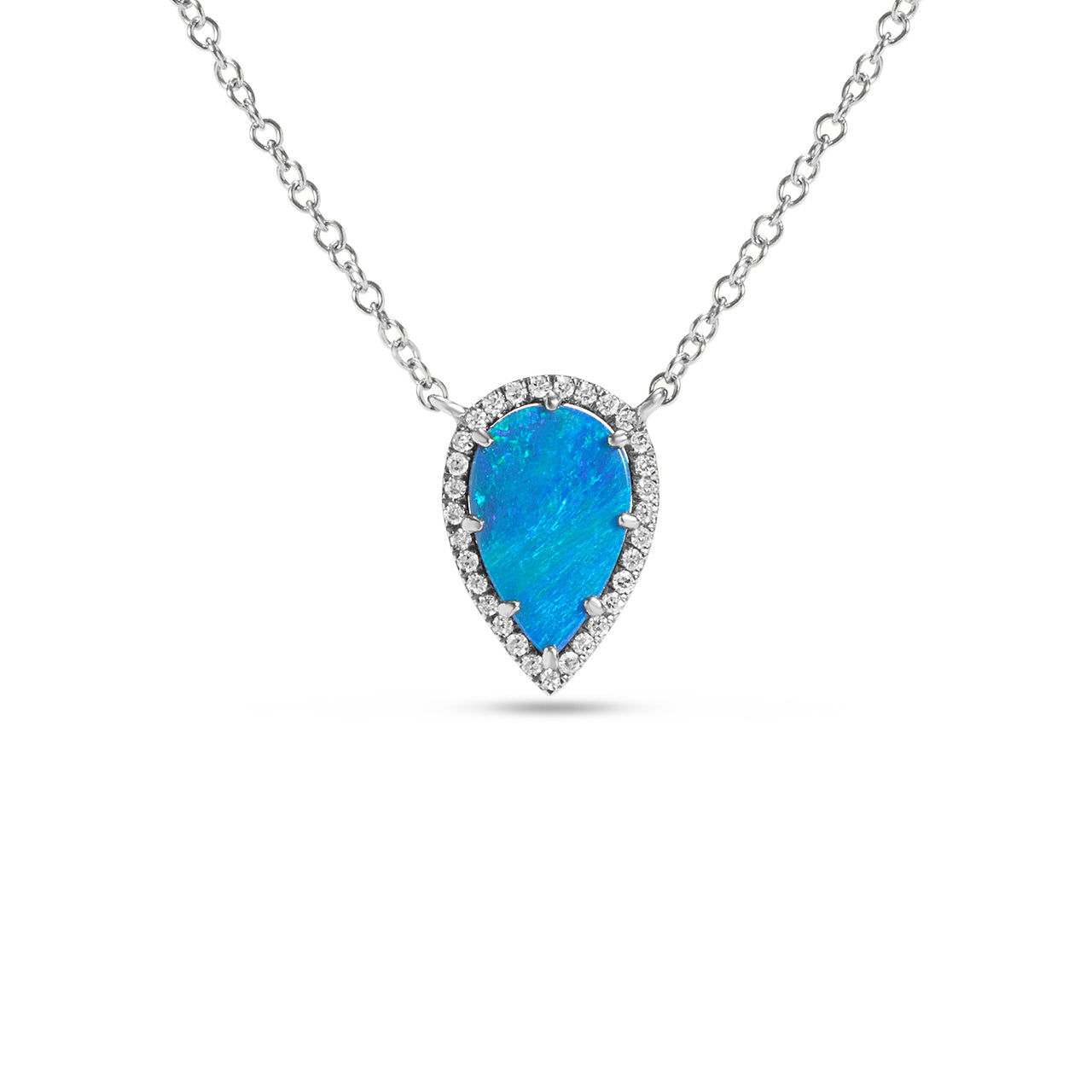Opal & Diamond Pear Necklace