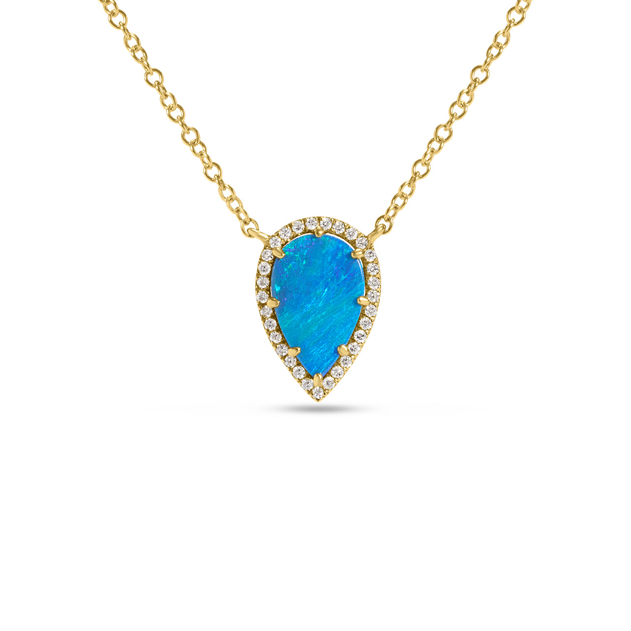 Opal & Diamond Pear Necklace