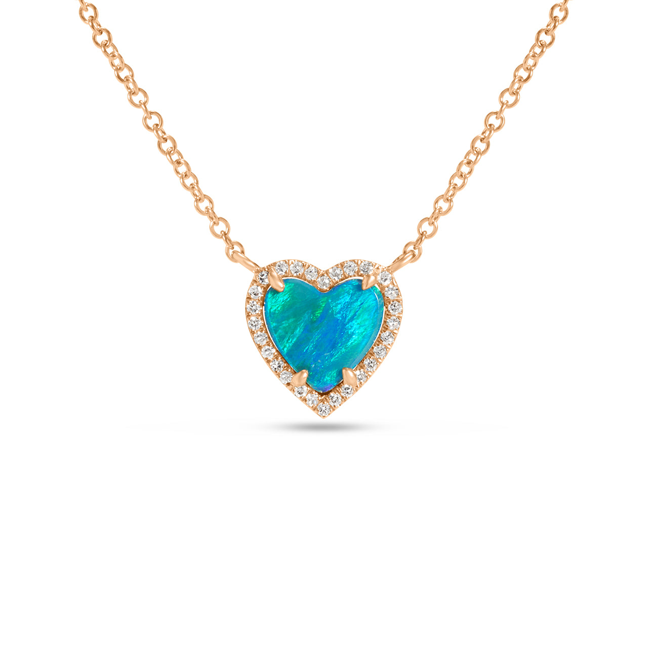 Opal & Diamond Heart Necklace