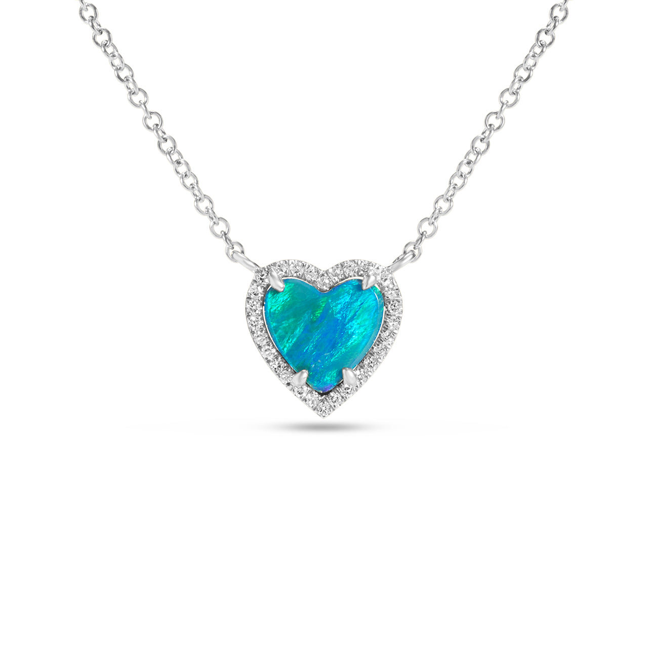Opal & Diamond Heart Necklace