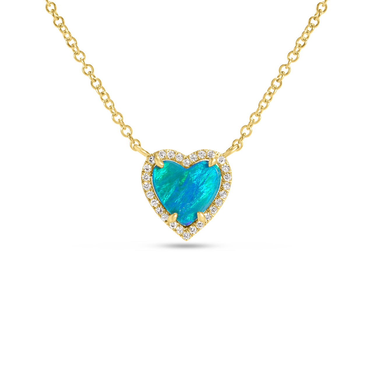 Opal & Diamond Heart Necklace