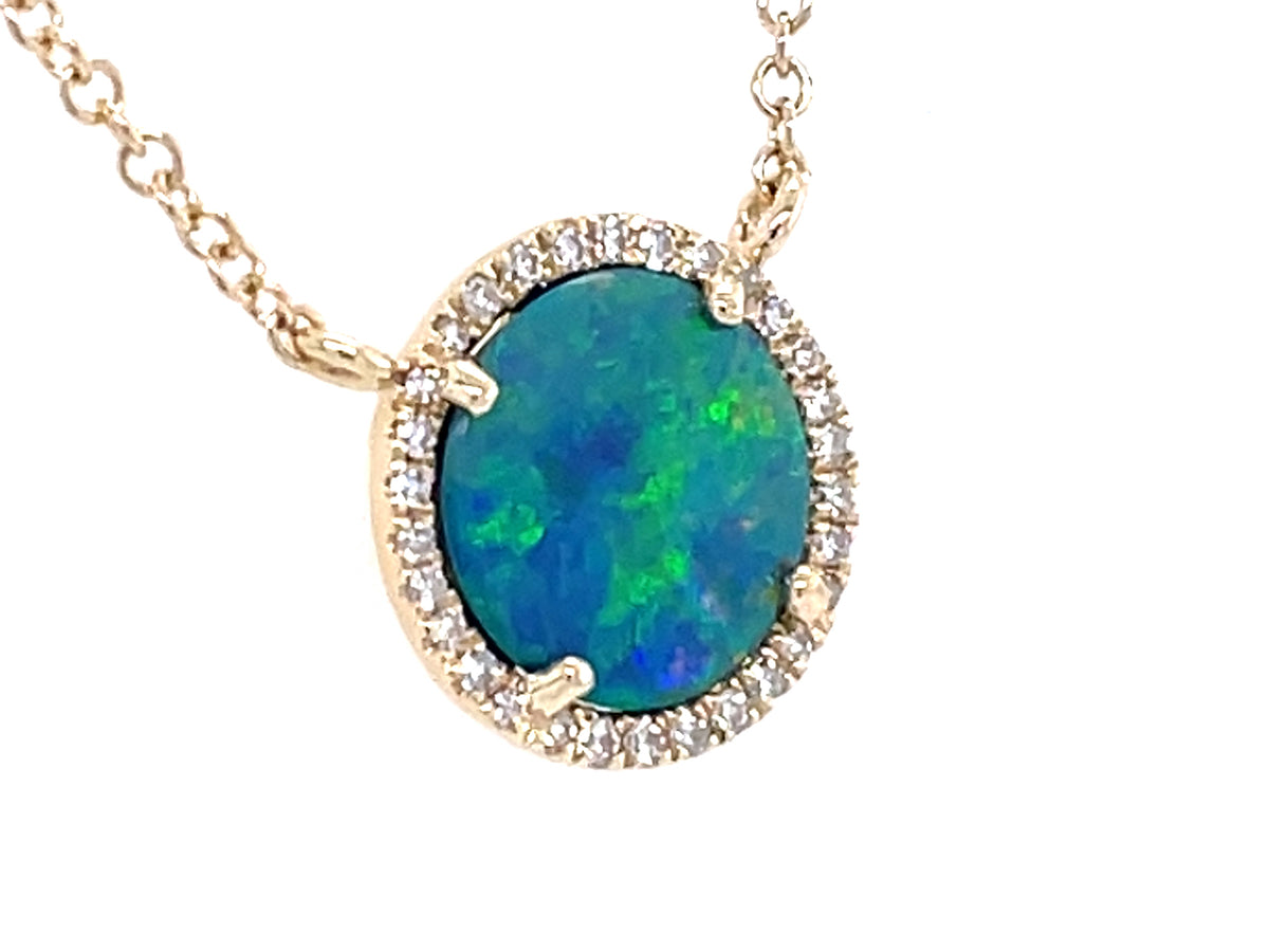 BLACK OPAL DOUBLET & DIAMOND DISC NECKLACE, 18"/17"/16"