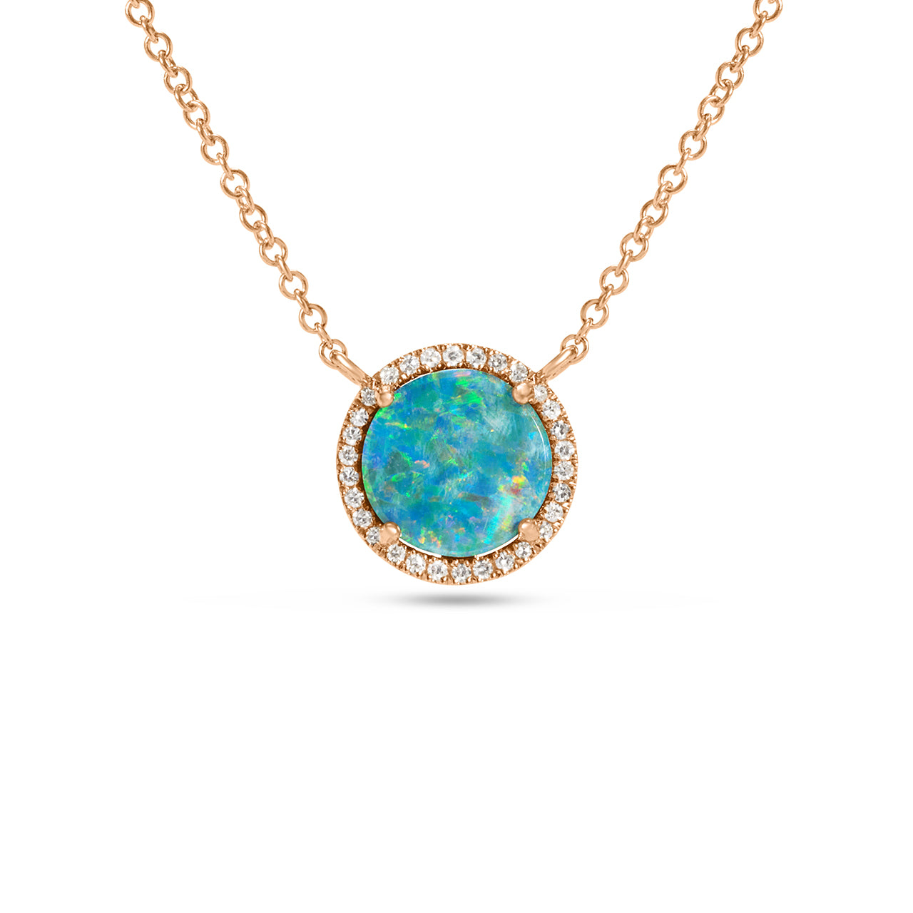Opal & Diamond Disc Necklace