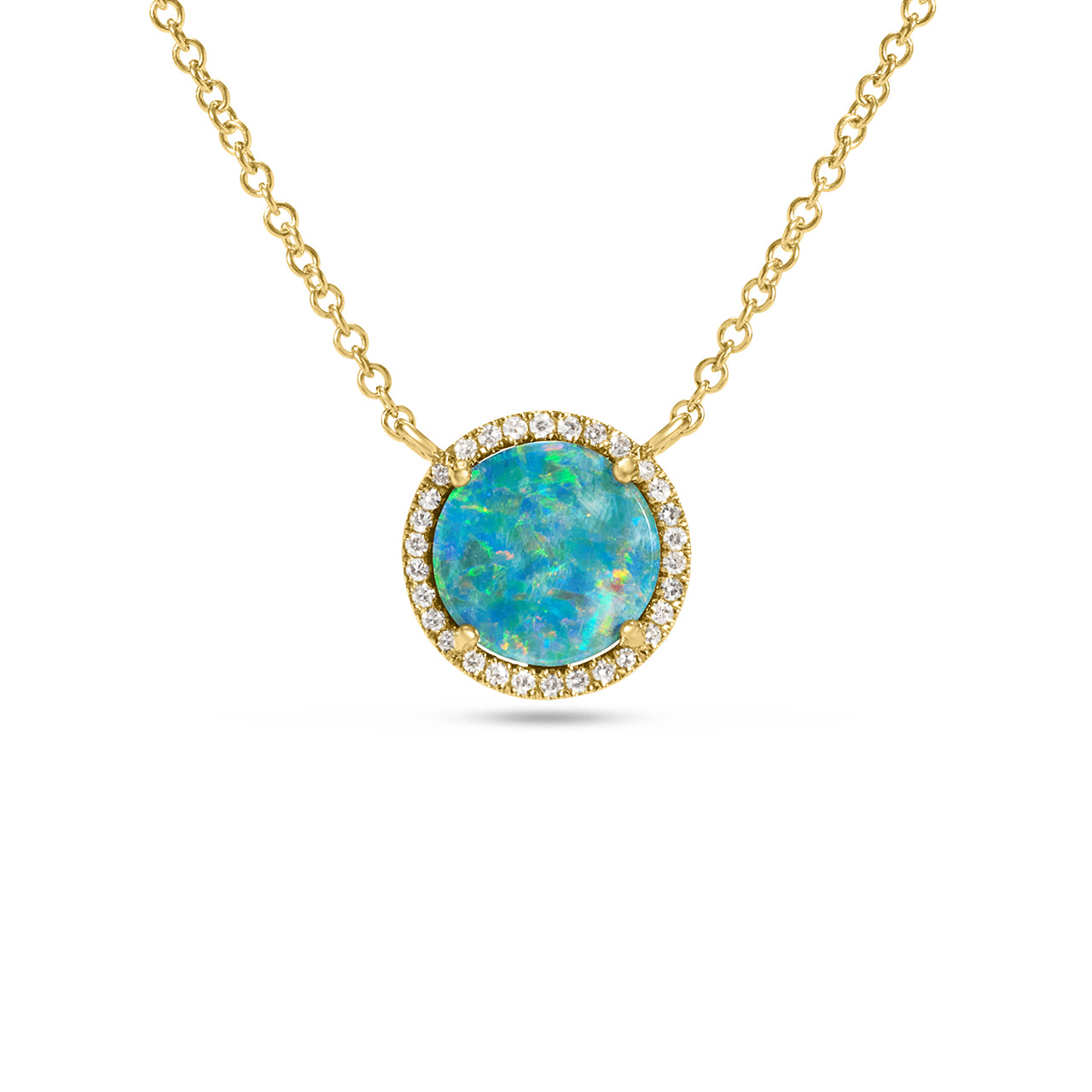 Opal & Diamond Disc Necklace