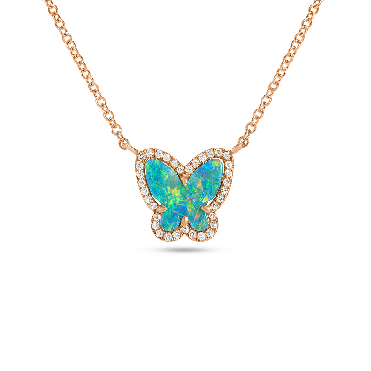 Opal & Diamond Butterfly Necklace