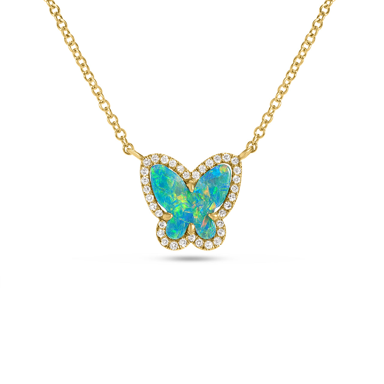 Opal & Diamond Butterfly Necklace