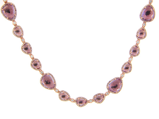 AMETHYST & DIAMOND NECKLACE, 16" PLUS 2" EXTENSION, 14KR (H)
