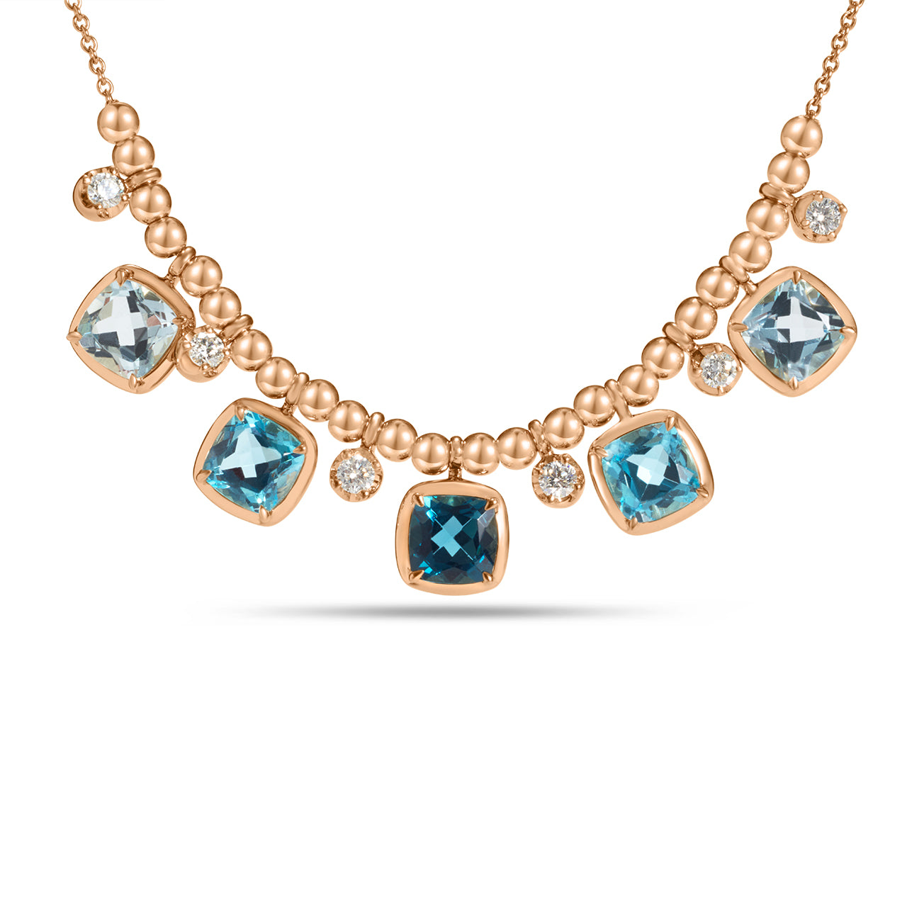 Blue Topaz & Diamond Bead Necklace