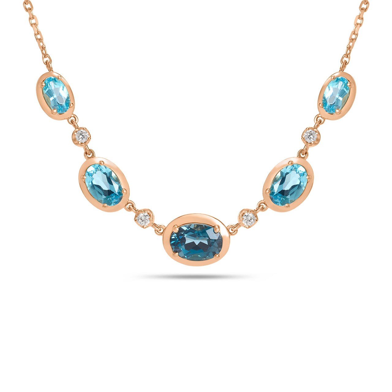 Blue Topaz & Diamond Oval Stacking Necklace