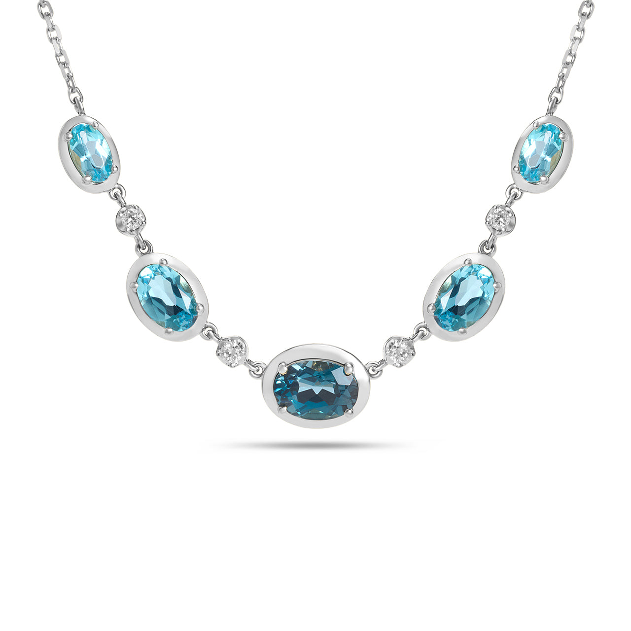 Blue Topaz & Diamond Oval Stacking Necklace