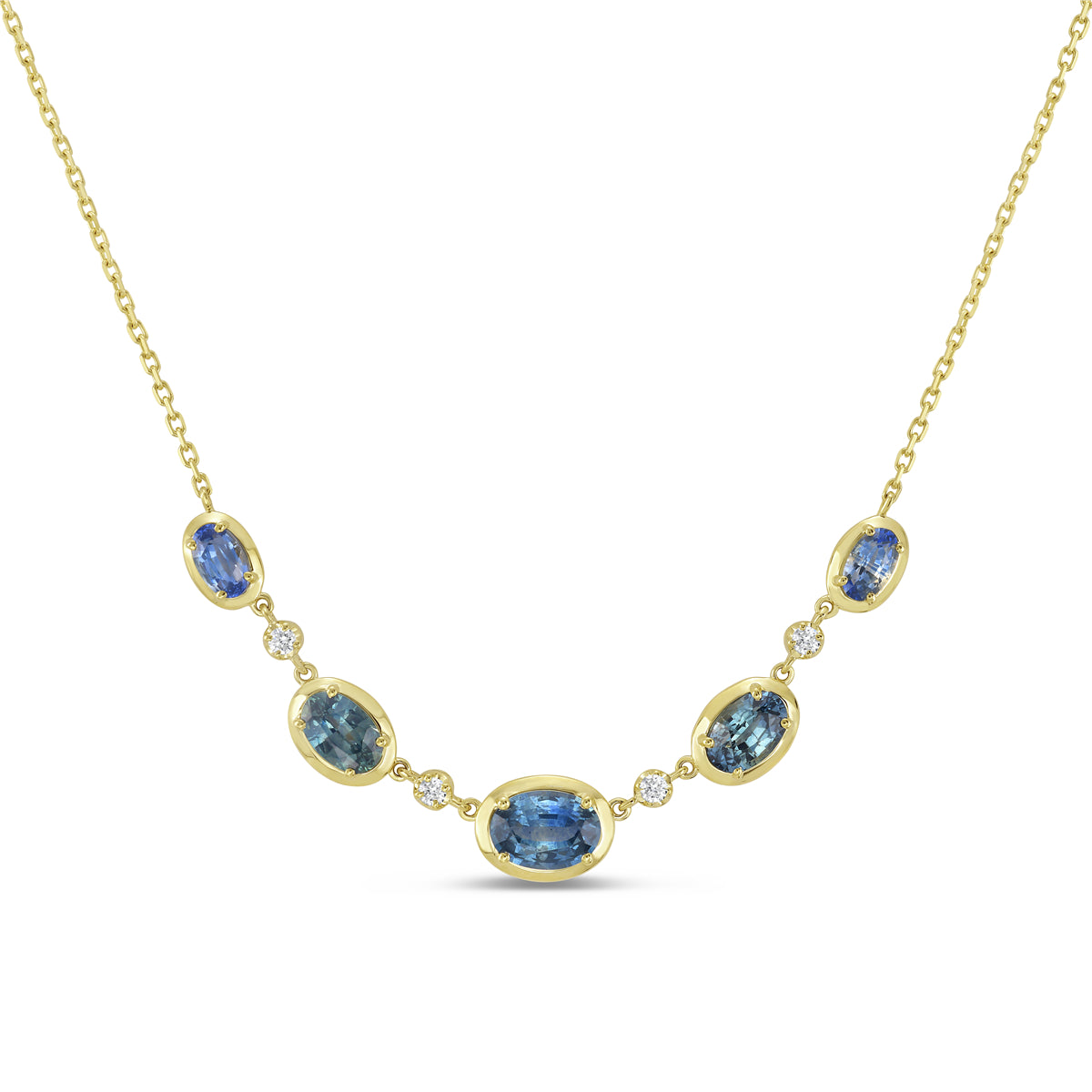 Montana Sapphire & Diamond Oval Stacking Necklace