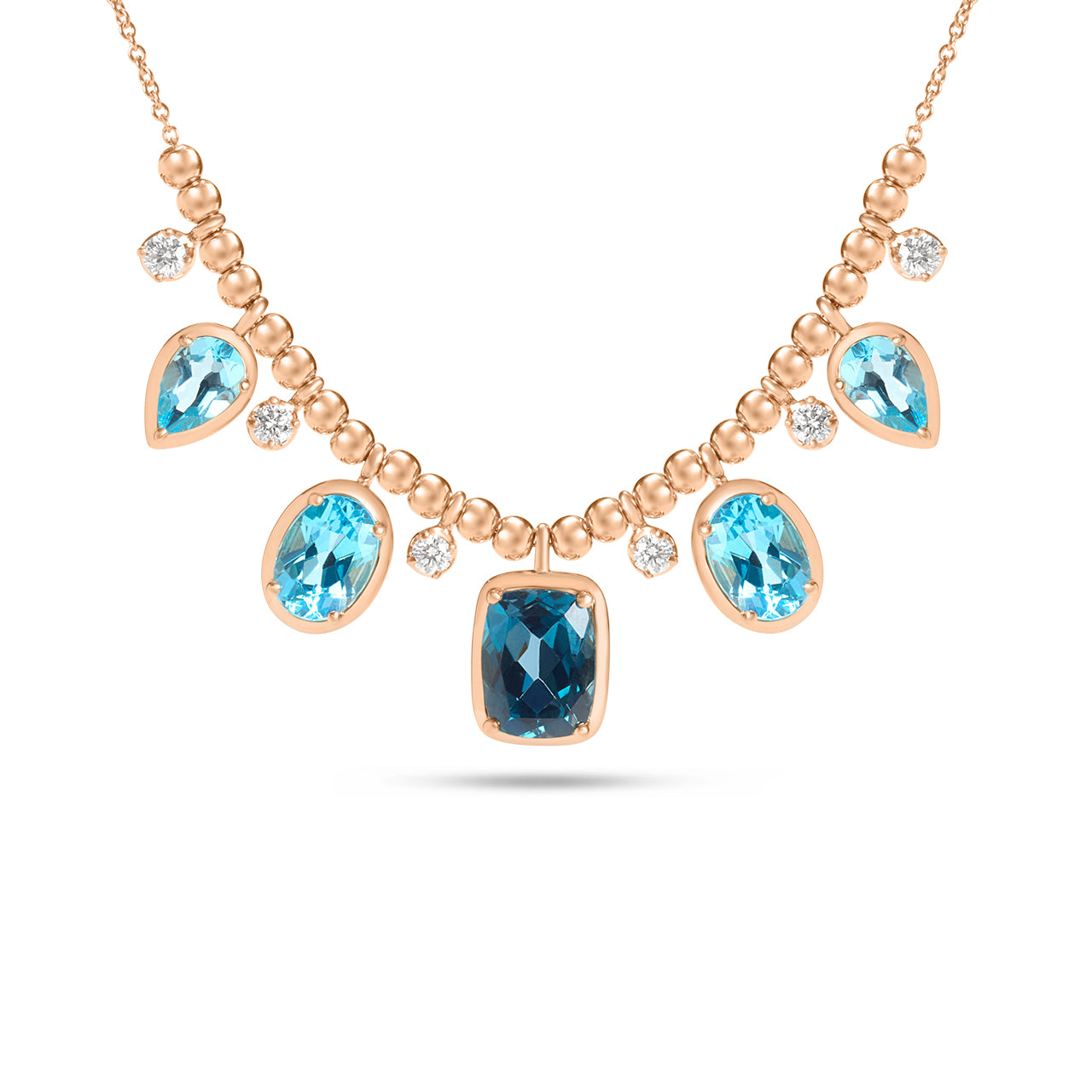 Blue Topaz & Diamond Bead Necklace