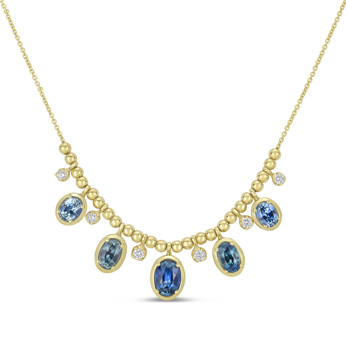 Montana Sapphire & Diamond Oval Bead Necklace