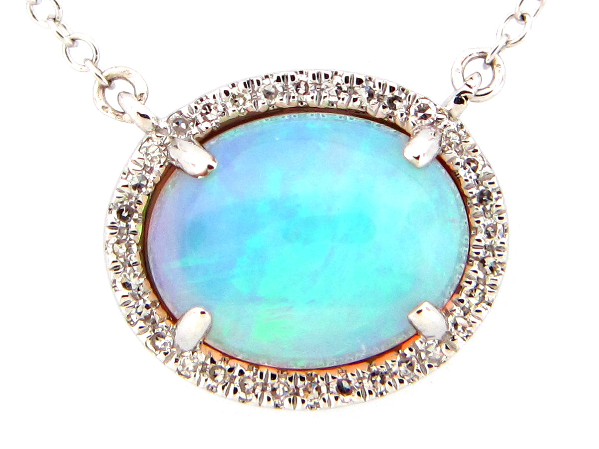 OPAL & DIAMOND PENDANT NECKLACE