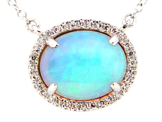 OPAL & DIAMOND PENDANT NECKLACE