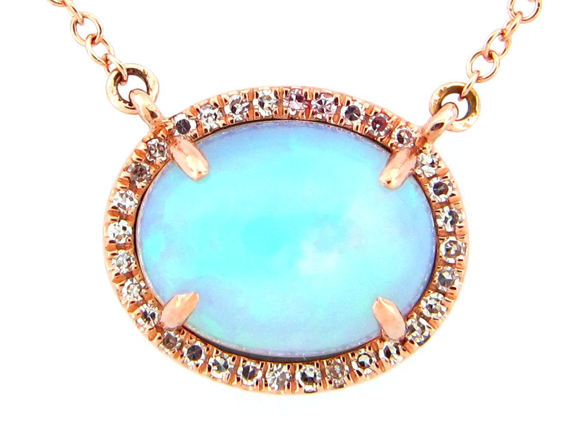 OPAL & DIAMOND PENDANT NECKLACE