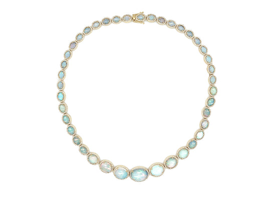 OPAL & DIAMOND CHOKER NECKLACE, 16", 18KY (O)