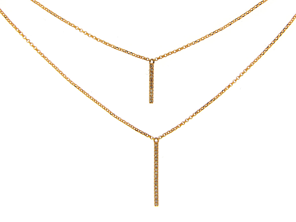 DIAMOND 2 LAYER BAR NECKLACE