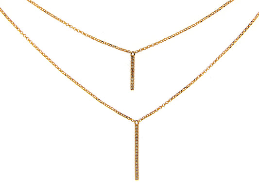 DIAMOND 2 LAYER BAR NECKLACE