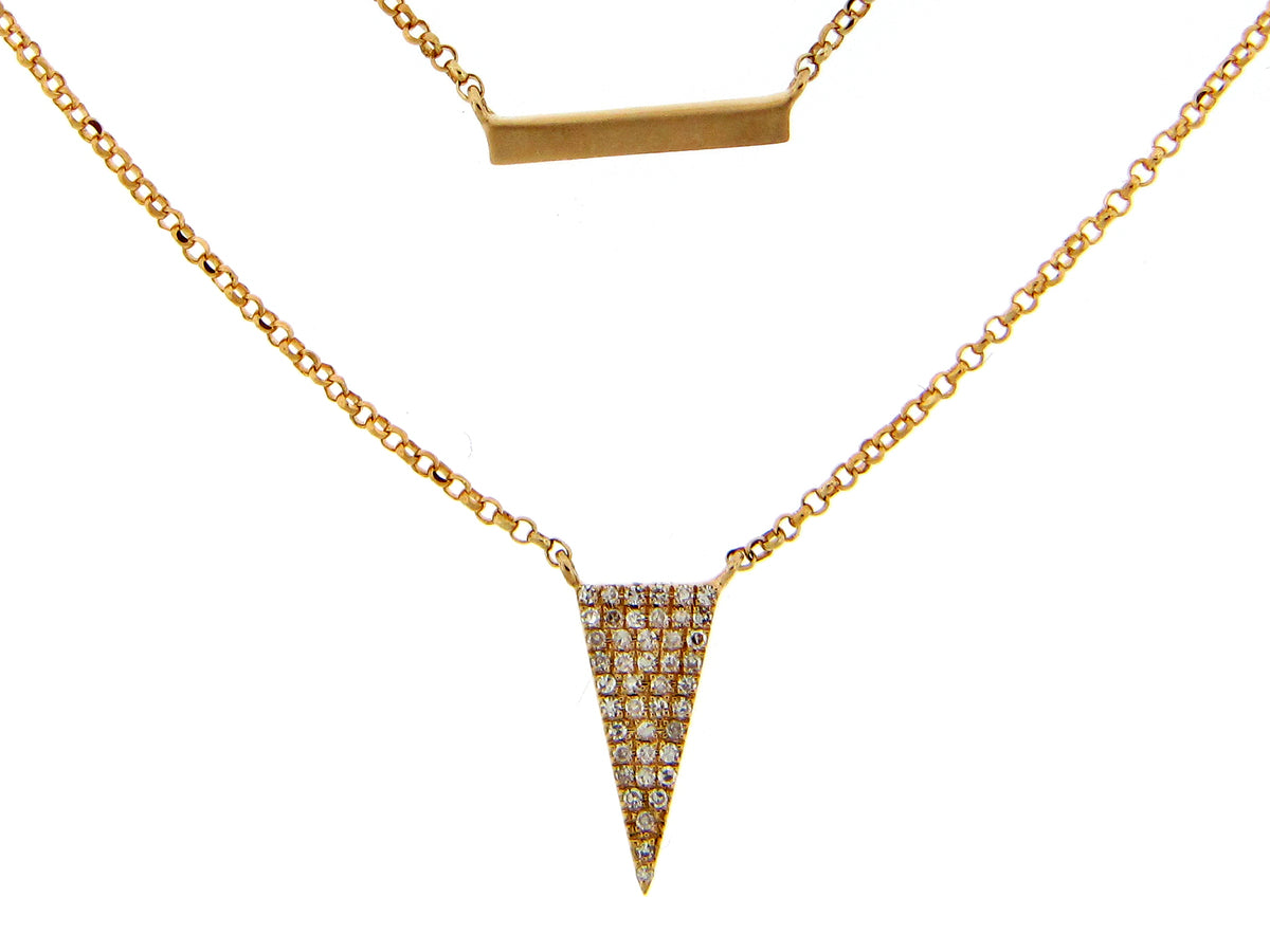DIAMOND TRIANGLE BAR PENDANT NECKLACE