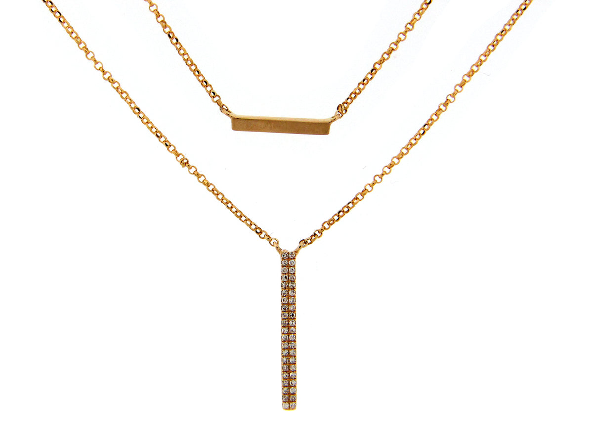 Diamond Vertical And Horizontal Bar Pendant Necklace