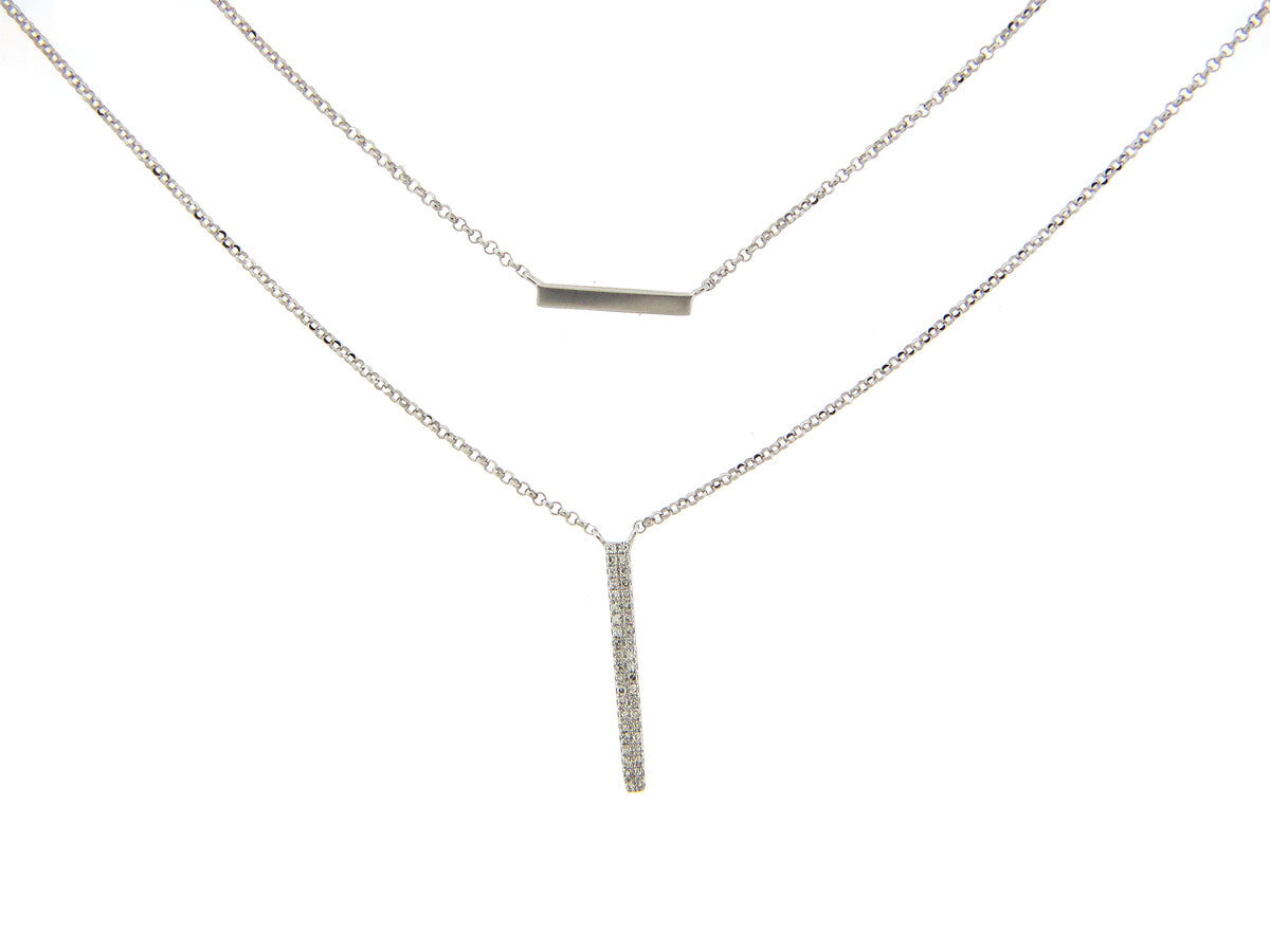 DIAMOND VERTICAL AND HORIZONTAL BAR PENDANT NECKLACE