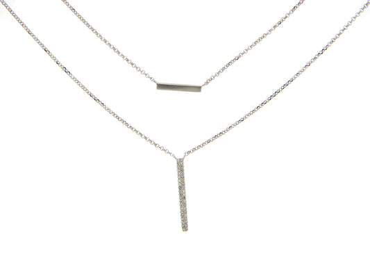 Diamond Vertical And Horizontal Bar Pendant Necklace