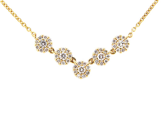 DIAMOND CLUSTER CHOKER NECKLACE, 14KY (N)