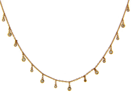 Diamond Charm Choker Necklace, 20" Bolo Chain, 14ky (N)