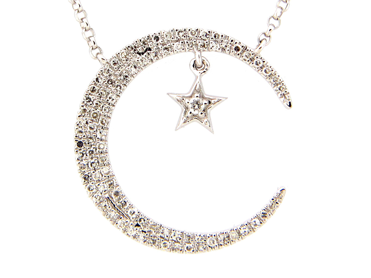 DIAMOND CRESCENT MOON & STAR NECKLACE