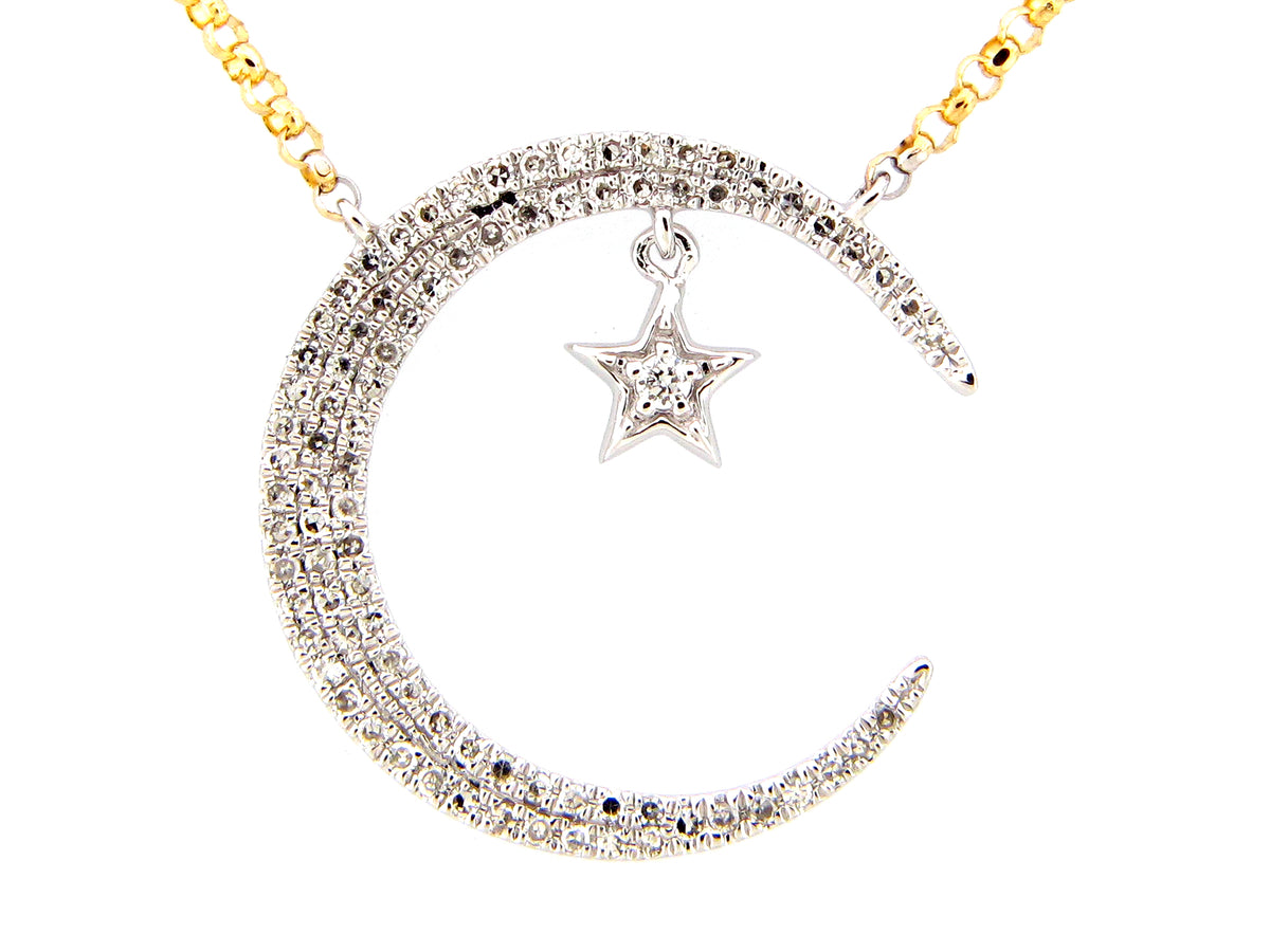 DIAMOND CRESCENT MOON & STAR NECKLACE